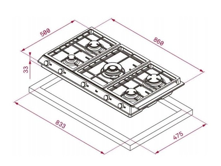 Варочная панель газовая Teka EX 90.1 5G AI AL DR CI NTB